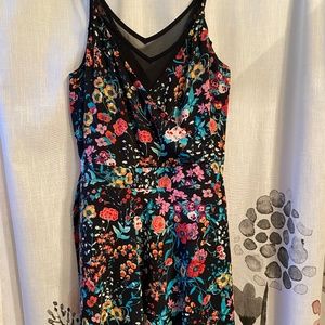 Express Floral Sheer V Neck Romper